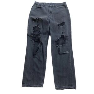 Aéropostale Denim Jeans Women's 4 Black Distressed Mom Regular Fit Distressed